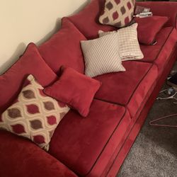 Red Sofa With Accent Pillows Must Go Today Best Offer 