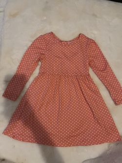 Girls Dress, Pink White Polka Dot Dress, Size 4