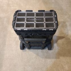 22 in. Husky Connect  Portable Rolling Tool Box on Wheels Cart Part Organizer Storage Bin