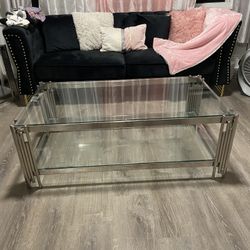 two glass table sets