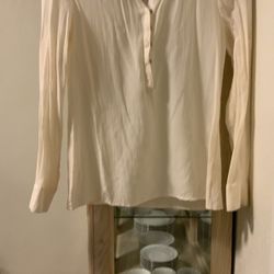 Silk Long Sleeve Blouse Beige