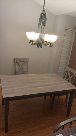 Gray Wood Dining Table with Chairs