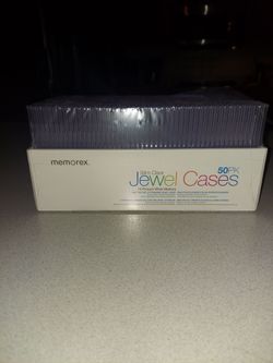 50 PIECE MEMOREX SLIM CLEAR JEWEL CD CASES NEW WITH A TEAR ON TOP OF WRAP