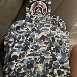 Bape Blue ABC Camo Hoodie Shark Full Zip