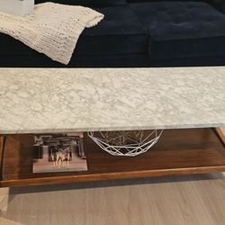 Westelm coffee table with marble top