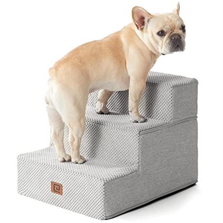 Dog Stairs for Small Dogs, 3-Step Dog Stairs for High Beds and Couch, Pet Steps for Small Dogs and Cats, and High Bed Climbing, Non-Slip Balanced Dog