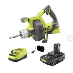 RYOBI ONE+ 18V Hybrid Drain Auger and 2.0 Ah Compact Battery and Charger Starter Kit