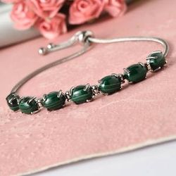 African Malachite Line Bolo Bracelet