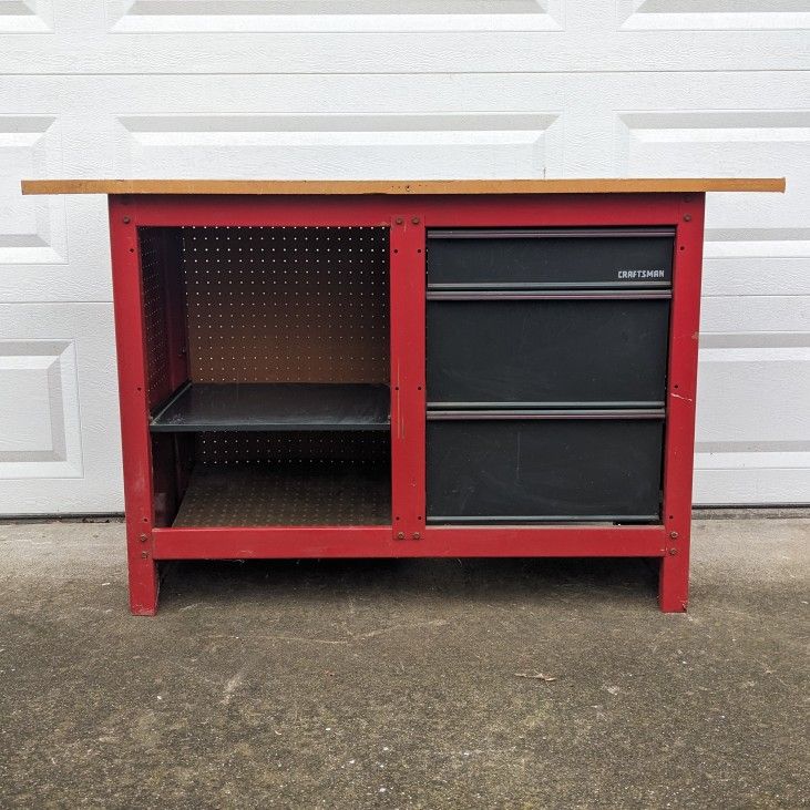 Craftsman Workbench _ Metal Toolbox Garage Tool Chest Work Station ...