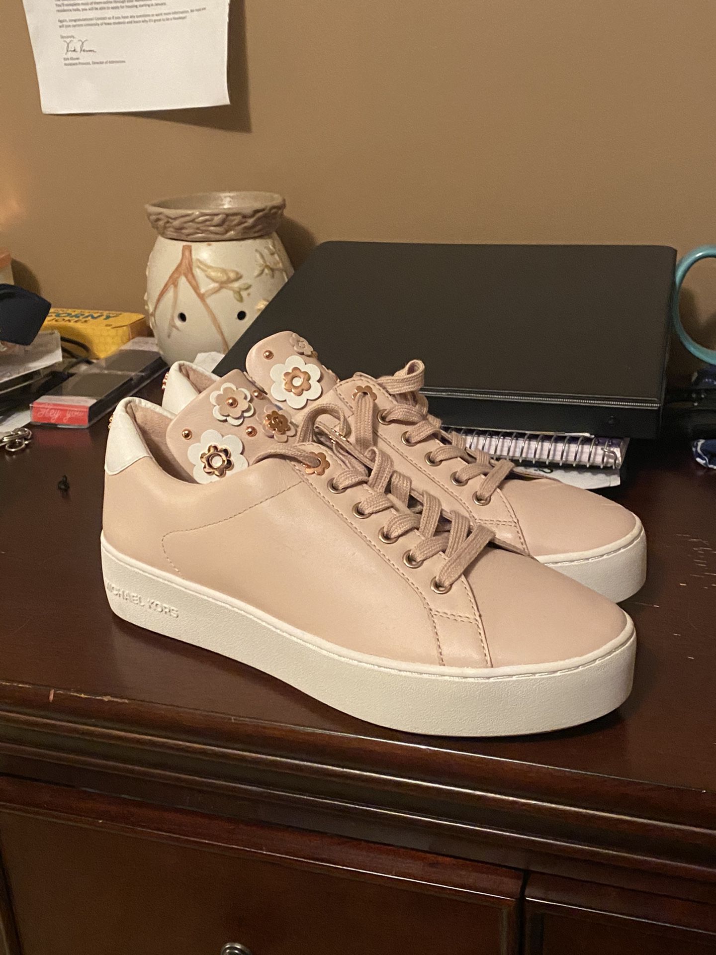 Size 8 1/2 Michael Kors Pink Leather Tennis Shoes