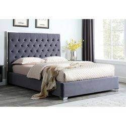 Queen size velvet Grey bed