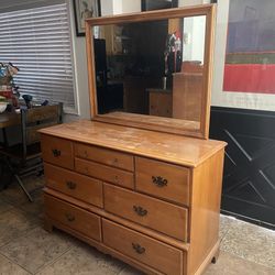 Vintage Wood dresser with large mirror