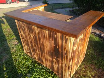 Rustic Wood Outdoor Bar Counter
