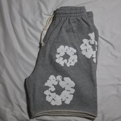 Grey Denim Tear Shorts
