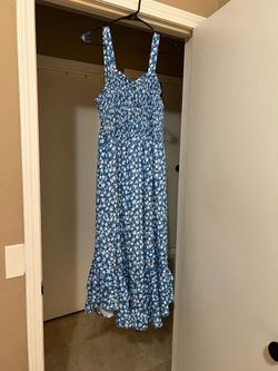Blue dress with white flowers size large