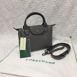Longchamp Mini Le Pliage Cuir Leather Top Handle Bag