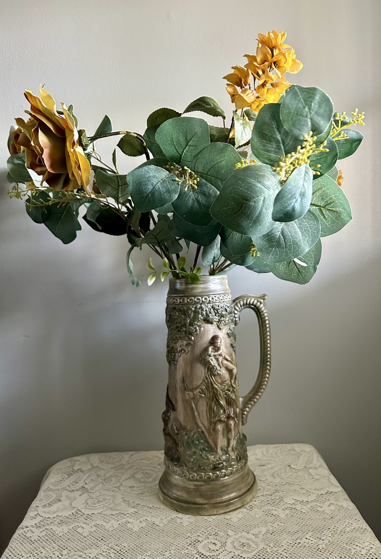 Stunning Tall Hand Painted Ceramic Stein