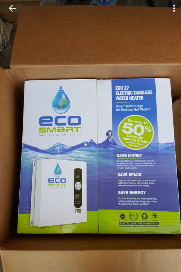$400-brand new-ecosmart eco 27 electric tankless water heater for