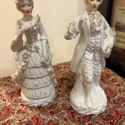 Vintage Porcelain Victorian Couple Figurines