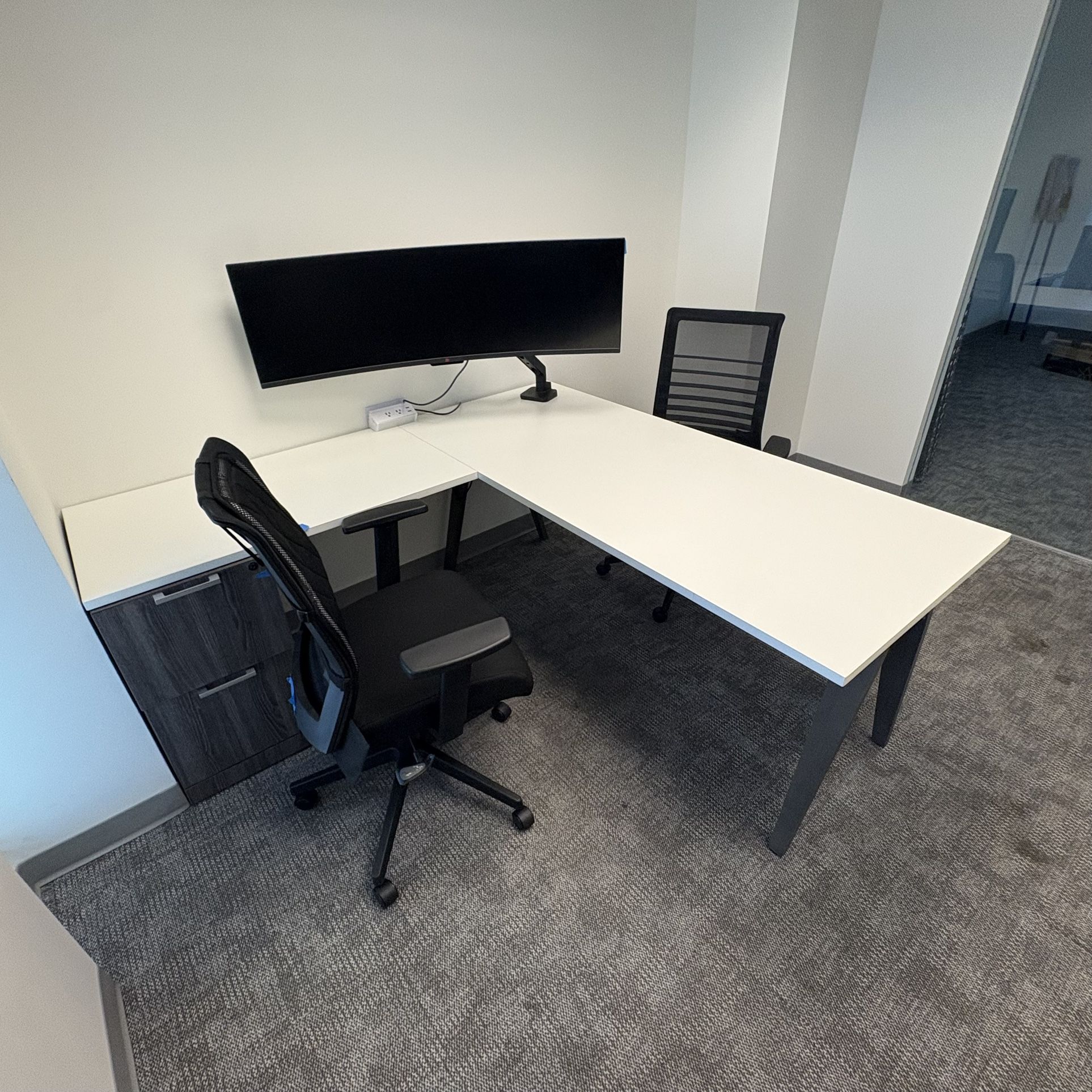 Office Furniture Desk, L Shape Desk Modern Angled Leg