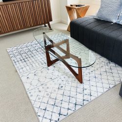 Beautiful Mid-Century Modern Solid Walnut base Adrian Pearsall Bowtie Oval Shaped Glass Coffee