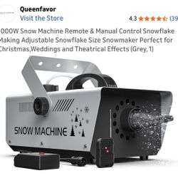 1000W Snow Machine Remote & Manual Control Snowflake Making Adjustable Snowflake Size Snowmaker Perfect for Christmas,Weddings and Theatrical Effects 