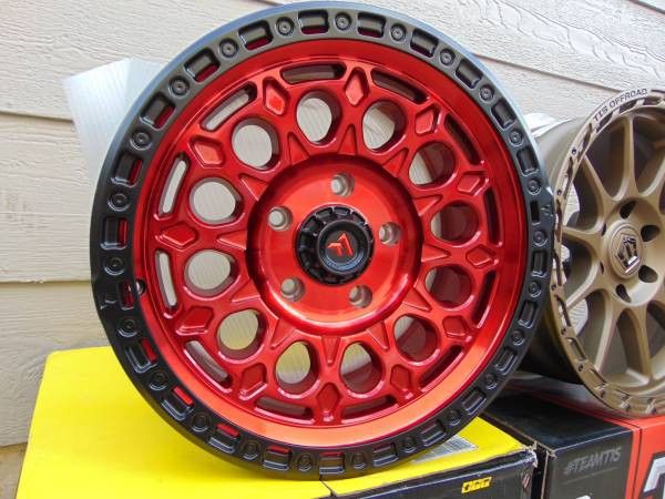 Gloss Red with Black Ring 18X9 Fittipaldi Offroad Rims 5X5.5 +18MM Offset