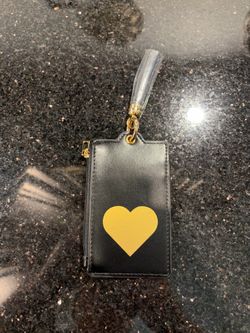 Big Heart Leather Card & Coin Wallet Gold-toned Hardware and a Tassel 4x3”