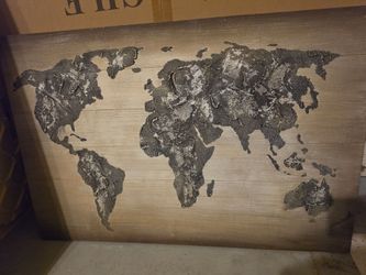 Large Rustic World Map Wall Art