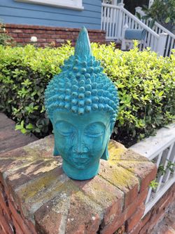 Buddha Head Statue Concrete 14" Tall