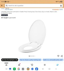 New Little2Big Toilet Seat with Built-In Toddler Potty Training Seat, Slow Close, Easy to Install, Made in USA, ELONGATED, White