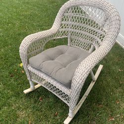 White Wicker rocking chair 