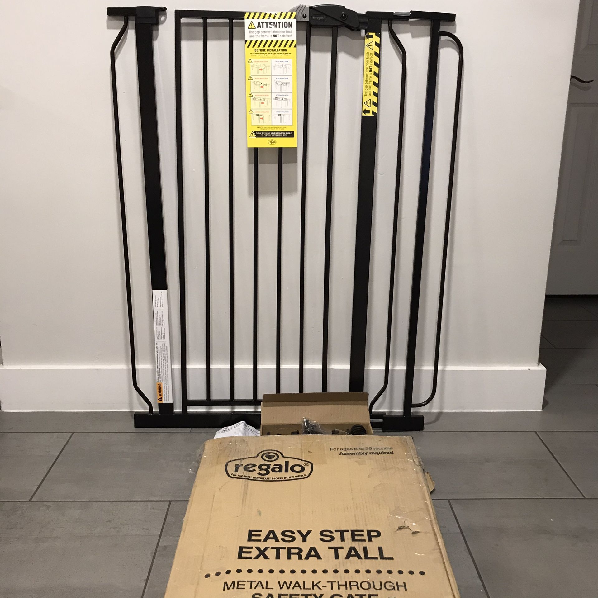 Regalo 41” Tall/29-36.5” Wide Black Easy Step Safety Gate