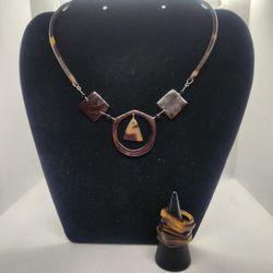 Tortoise Shell Collar
 Necklace & Rings