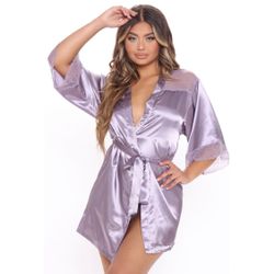 Fashion Nova Sexy Lavender Floral Lace Kimono Robe