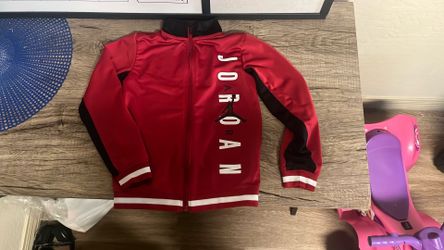 NIKE AIR JORDAN Boys Jumpman Full Zip Warm Up Jacket, Size 6m 5-6 years Black/Red