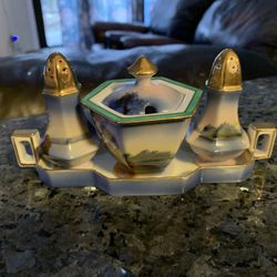 Noritake hand painted Salt, Pepper and condiment Set