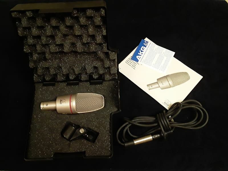 Vintage Akg Studio Condenser Mic with Stand Mount , Cable , Original Manual & Fitted Storage Case - (*Never Used*)