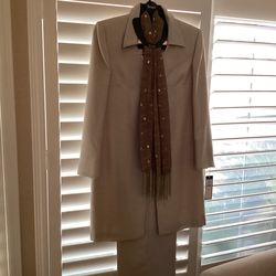 2 Piece Ladies Pantsuit New Sand Color Size 12