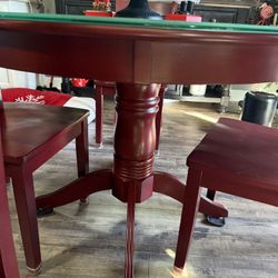 As New Cranberry Red Table And Chairs With Custom Glass Top