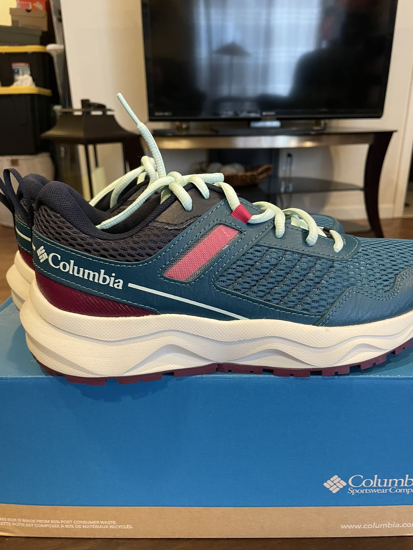 Columbia Plateau Shoes Womens 9.5 Waterproof Hiking Blue Athletic Sneakers