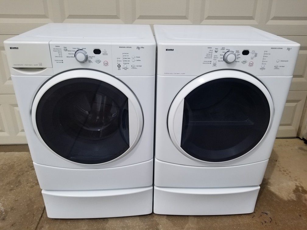 KENMORE FRONT LOAD WASHER & ELECTRIC DRYER/W PEDESTALS