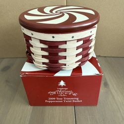 Longaberger 2009 Tree Trimming Peppermint Twist Basket New In Box 