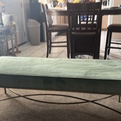 brass ottoman velvet mint green color