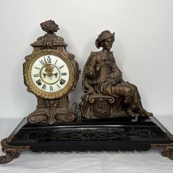 Antique Ansonia Figural Metal Clock