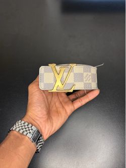 Louis Vuitton 2012 Damier Azur Pattern Belt Kit - white & gold - XL