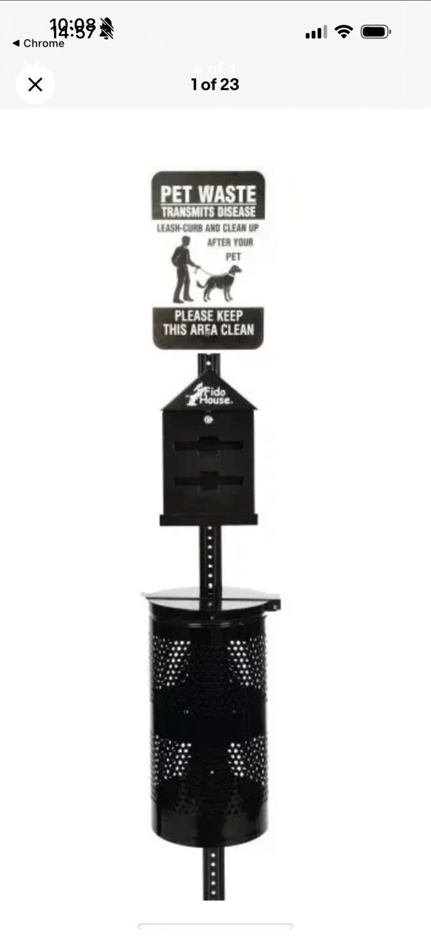 Fido House® Black Pet Waste Station