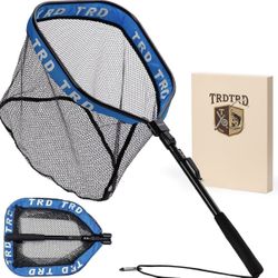 AluFloat X1 Floating fishing net for Steelhead, Fly Fishing, Kayak Fishing,Catfish, Bass & Trout - Rubber - Coated Collapsible Landing net with Fixed 