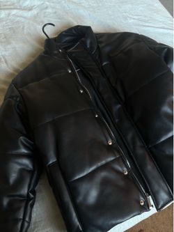 Puffer leather jacket