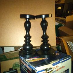 Set Of 2 Black Candle Holders 